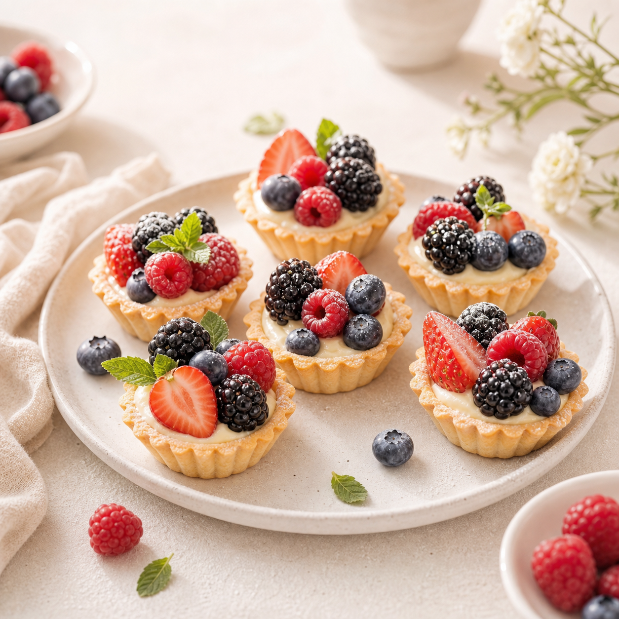 Loaded mixed berries mini tarts