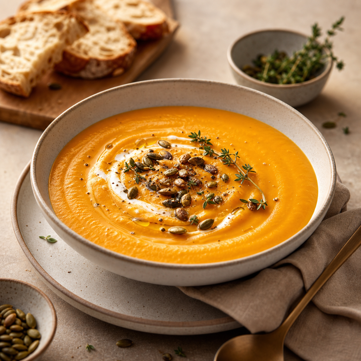 Creamy carrot and ginger soup